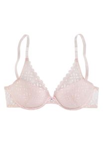 Push-up-BH s.Oliver "Amelie", Damen, Gr. 70, Cup A, rosa, Spitze, Obermaterial: 60% Polyamid, 35% Polyester, 5% Elasthan, BHs Push-up-BH, aus floraler, transparenter Spitze, Dessous