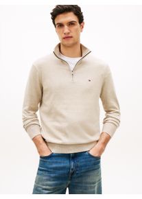 Troyer Tommy Hilfiger "ESSENTIAL COTTON ZIP MOCK", Herren, Gr. XXL, sandalwood heather, Strick, Obermaterial: 100% Baumwolle, regular fit, Pullover Troyer