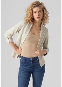 V&eacute;ro Moda Kurzblazer VERO MODA "VMJESMILO 3/4 LOOSE BLAZER WVN NOOS", Damen, Gr. XXL, beige (silber lining), Web, Obermaterial: 55% Viskose, 45% Leinen, unifarben, regular fit normal, V-Ausschnitt, Blazer Kurzblazer, mit Leinen, Topseller