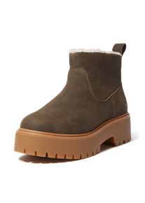 Chelseaboots Timberland "STONE STREETMID WARM LINED BOOT", Damen, Gr. 38, schwarz braun full grain, Leder, Schuhe Chelseaboots, Winterstiefel, Winterschuhe, Stiefelette, gef&uuml;ttert