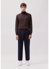 Strickpullover STUDIO SEIDENSTICKER, Herren, Gr. M, dunkelbraun, 90% Wolle, 10% Seide, regular fit, ohne Ausschnitt, Pullover Strickpullover, 1/1 Rollkragen