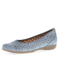 Ballerina Gabor, Damen, Gr. 41, blau (jeansblau), Nubukleder, Schuhe Ballerina, Slipper, Businessschuh, Halbschuh mit Hovercraft Luftkammerlaufsohle, Topseller