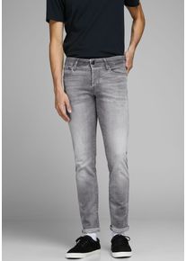 Jack & Jones Slim-fit-Jeans JACK & JONES "JJIGLENN JJICON JJ 619 50SPS NOOS", Herren, Gr. 32, L&auml;nge 32, grau (grau, denim), Denim/Jeans, Obermaterial: 93% Baumwolle, 5% Polyester, 2% Elasthan, Abriebeffekte, slim fit lang, Jeans Slim-fit-Jeans, Baumwollmischung, slim fit