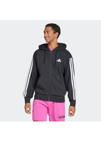 Kapuzensweatshirt adidas Sportswear "ESSENTIALS 3-STREIFEN FRENCH TERRY", Herren, Gr. S, schwarz-wei&szlig; (schwarz, wei&szlig;), Obermaterial: 55% Baumwolle, 36% Polyester, 9% Viskose, normal, Rundhals, angesetztes B&uuml;ndchen, Sweatshirts Kapuzensweatshirt