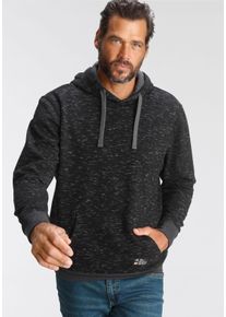 MAN'S WORLD Kapuzensweatshirt MAN'S WORLD, Herren, Gr. 3XL (64/66), schwarz (schwarz, meliert), angeraute Sweatware, Obermaterial: 85% Baumwolle, 15% Polyester. Kapuzenfutter: 60% Baumwolle, 40% Polyester, meliert, normal, Rippb&uuml;ndchen kontrastfarben, Sweatshirts Kapuzensweatshirt, Langarm, mit Rippb&uuml;ndchen, mit Kapuze und Kordelz&uuml;gen