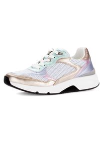 Keilsneaker ROLLINGSOFT, Damen, Gr. 35, silber (goldfarben, silberfarben multi), Leder, Textil, metallic, Schuhe Keilsneaker, Freizeitschuh, Halbschuh, Schn&uuml;rschuh mit gepolstertem Schaftrand