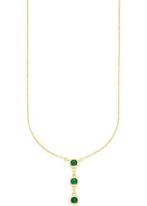 Kette mit Anh&auml;nger HECHTER PARIS "Schmuck Geschenk Silber 925 Halsschmuck Halskette mit Anh&auml;nger", gold (gelbgoldfarben, gr&uuml;n), Halsketten, Damen, Silber 925 (Sterlingsilber), L: 47 B: 0,9mm, Kette mit Anh&auml;nger, mit Zirkonia (synth.), B:0,9mm
