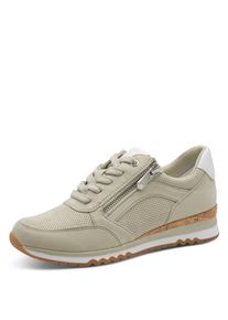 Keilsneaker Marco Tozzi, Damen, Gr. 38, taupe kombiniert, Lederimitat, Textil, Veloursleder, Schuhe Keilsneaker, Freizeitschuh, Halbschuh, Schn&uuml;rschuh in veganer Verarbeitung