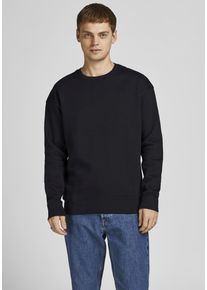 Jack & Jones Sweatshirt JACK & JONES "JJESTAR BASIC SWEAT CREW NECK NOOS", Herren, Gr. M, schwarz, angeraute Sweatware, Obermaterial: 70% Baumwolle, 30% Polyester, unifarben, loose fit normal, Rundhals, Rippb&uuml;ndchen, Sweatshirts Sweatshirt