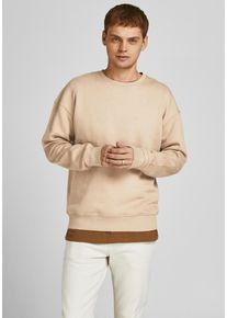 Jack & Jones Sweatshirt JACK & JONES "JJESTAR BASIC SWEAT CREW NECK NOOS", Herren, Gr. XS, beige, angeraute Sweatware, Obermaterial: 70% Baumwolle, 30% Polyester, unifarben, loose fit normal, Rundhals, Rippb&uuml;ndchen, Sweatshirts Sweatshirt