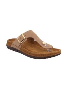 Zehentrenner Rohde "Rodigo-D", Damen, Gr. 40, beige (natur), Leder, Schuhe Zehentrenner, Keilabsatz, Sommerschuh, Schlappen, Hausschuh mit Schnallenverschluss