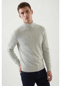 Troyer Selected "SLHDANE LS KNIT STRUCTURE HALF ZIP NOOS", Herren, Gr. XL, light grau melange, Strick, Obermaterial: 100% Baumwolle, meliert, regular fit normal, ohne Ausschnitt, Rippb&uuml;ndchen, Pullover Troyer, Baumwolle, regular fit