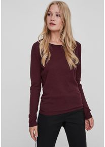 V&eacute;ro Moda Rundhalspullover VERO MODA "VMCARE STRUCTURE LS O-NECK BLOUSE", Damen, Gr. XS, rot (winetasting), Strick, Obermaterial: 100% Baumwolle, Strukturmuster, unifarben, figurbetont h&uuml;ftbedeckend, Rundhals, Pullover Rundhalspullover, aus Bio-Baumwolle, Topseller