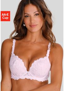 Push-up-BH Lascana "Wanda", Damen, Gr. 75, Cup D, wei&szlig;, Spitze, Obermaterial: 77% Polyamid, 13% Polyester, 10% Elasthan, BHs Push-up-BH, mit B&uuml;gel, mit sch&ouml;ner Stickereispitze, Dessous