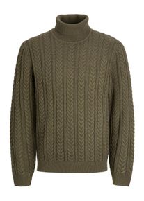 Jack & Jones Rollkragenpullover JACK & JONES "JPRBLUSEAN KNIT CABLE ROLL NECK", Herren, Gr. S, gr&uuml;n (schwarz olive), Strick, Obermaterial: 57% Polyacryl, 43% Baumwolle, unifarben, regular fit normal, Rippb&uuml;ndchen, Pullover Rollkragenpullover