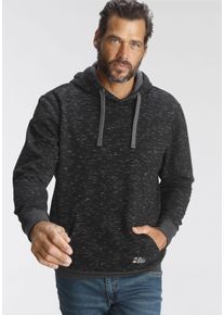 MAN'S WORLD Kapuzensweatshirt MAN'S WORLD, Herren, Gr. L (52/54), schwarz (schwarz, meliert), angeraute Sweatware, Obermaterial: 85% Baumwolle, 15% Polyester. Kapuzenfutter: 60% Baumwolle, 40% Polyester, meliert, normal, Rippb&uuml;ndchen kontrastfarben, Sweatshirts Kapuzensweatshirt, Langarm, mit Rippb&uuml;ndchen, mit Kapuze und Kordelz&uuml;gen