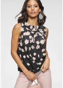 Blusentop Laura Scott, Damen, Gr. 46, bunt (schwarz, rosa, gebl&uuml;mt), Web, Obermaterial: 97% Polyester, 3% Elasthan, gebl&uuml;mt, figurumspielend h&uuml;ftlang, Blusen Blusentop, mit verschiedenen Designs, Topseller