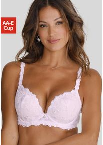 Push-up-BH Lascana "Wanda", Damen, Gr. 70, Cup C, wei&szlig;, Spitze, Obermaterial: 77% Polyamid, 13% Polyester, 10% Elasthan, BHs Push-up-BH, mit B&uuml;gel, mit sch&ouml;ner Stickereispitze, Dessous