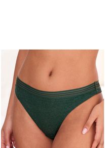 String Lascana "Freya", Damen, Gr. 40/42, gr&uuml;n (tannengr&uuml;n), Spitze, Obermaterial: 85% Polyamid, 15% Elasthan, Unterhosen String, aus Spitze in Leo-Optik mit modischem Bund, sexy Dessous