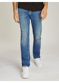 Slim-fit-Jeans Tommy Jeans "Scanton Slim Denim", Herren, Gr. 36, L&auml;nge 32, blau (denim medium used), Obermaterial: 99% Baumwolle, 1% Elasthan, slim fit, Jeans Slim-fit-Jeans, Destroyed-Effekt, verschieden Waschungen