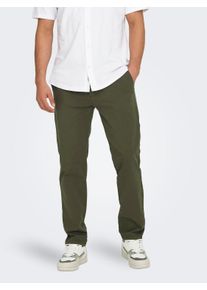 Only & Sons Chinohose ONLY & SONS "ONSFREE REGULAR 0183 PANT NOOS", Herren, Gr. 29, L&auml;nge 34, gr&uuml;n (olive night), Web, Obermaterial: 93% Baumwolle, 7% Elasthan, unifarben, Basic, regular fit normal, Hosen Chinohose