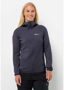 Fleecejacke Jack Wolfskin "KOLBENBERG HOODED FZ W", Damen, Gr. XS, grau (graphite), Obermaterial: 95% Polyester, 5% Elastan. Futter: 100% Polyester, Jacken Fleecejacke