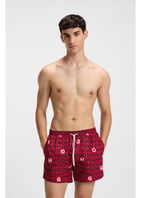 Badehose HUGO UNDERWEAR "TORTUGA", Herren, Gr. L (52), N-Gr, rot (medium rot 612), Microfaser, Polyester, bedruckt, Badehosen Badehose, mit Allover-Logoschriftzug