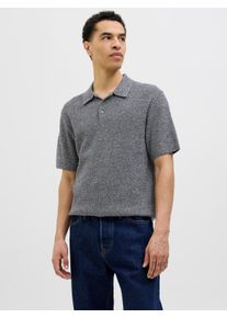 Jack & Jones Polokragenpullover JACK & JONES "JPRCCCOOPER KNIT POLO SS SN", Herren, Gr. S, night sky detail:twist, Strick, Obermaterial: 100% Baumwolle, unifarben, regular fit h&uuml;ftbedeckend, Rundhals, Pullover Polokragenpullover