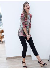 Print-Shirt Classic Basics "Longshirt", Damen, Gr. 46, lila (beere, gemustert), 100% Polyester, gemustert, Rundhals, Shirts Print-Shirt