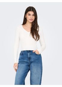 Langarmshirt Only "ONLBETTY L/S V-NECK TOP CC JRS", Damen, Gr. XL (42), wei&szlig; (cloud dancer), Jersey, Obermaterial: 95% Baumwolle, 5% Elasthan, unifarben, regular fit, V-Ausschnitt, Shirts Langarmshirt