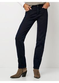Slim-fit-Jeans Toni "Liv", Damen, Gr. 46, N-Gr, blau (dunkelblau), Denim/Jeans, Obermaterial: 72% Baumwolle, 24% Polyester, 4% Elasthan, unifarben, regular fit kn&ouml;chelfrei, Jeans Slim-fit-Jeans, im Five-Pocket Style