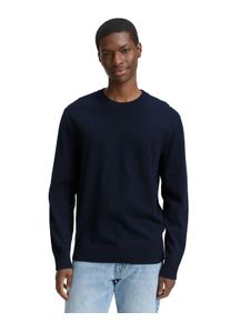 Strickpullover Tom Tailor Denim, Herren, Gr. M, blau (schwarz navy), Strick, Obermaterial: 100% Baumwolle, regular fit taillenbedeckt, Rundhals, B&uuml;ndchen, Pullover Strickpullover, in melierter Optik