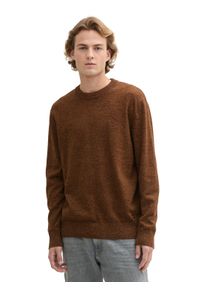 Strickpullover Tom Tailor Denim, Herren, Gr. S, schwarz (schwarz cognac mouline), Strick, Obermaterial: 100% Baumwolle, meliert, regular fit taillenbedeckt, Rundhals, B&uuml;ndchen, Pullover Strickpullover, in melierter Optik
