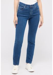 Straight-Jeans Angels "CICI", Damen, Gr. 46, L&auml;nge 28, blau (mid blau), Denim/Jeans, Obermaterial: 92% Baumwolle, 6% Polyester, 2% Elasthan, slim fit, Jeans Straight-Jeans, Straight-Schnitt, Slim fit Passform, aus Baumwollmischung