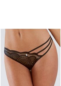 String Lascana "Kira", Damen, Gr. 36/38, schwarz, Microtouch, Obermaterial: 88% Polyamid, 12% Elasthan, figurbetont, Unterhosen String, mit recyceltem Polyamid in der Spitze