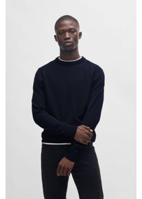 Strickpullover BOSS Orange "Avac", Herren, Gr. 3XL, blau (dunkelblau404), Strick, Obermaterial: 60% Schurwolle, 40% Polyacryl, regular fit, Rundhals, Pullover Strickpullover, mit Schurwolle