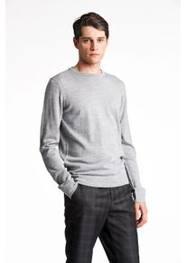 Rundhalspullover LINDBERGH, Herren, Gr. S, grau (lt grau mix), Strick, Obermaterial: 50% Wolle, 50% Polyacryl, unifarben, regular fit taillenbedeckt, Rundhals, B&uuml;ndchen, Pullover Rundhalspullover, mit Rundhalsausschnitt