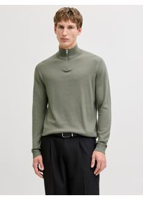 Jack & Jones Troyer JACK & JONES "JJEEMIL KNIT HALF ZIP NOOS", Herren, Gr. XL, vetiver, Strick, Obermaterial: 60% Baumwolle, 20% Nylon, 20% Viskose, unifarben, regular fit normal, Rundhals, Rippb&uuml;ndchen, Pullover Troyer, Baumwollmischung, regular fit