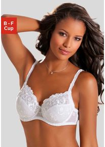B&uuml;gel-BH Lascana "Wanda", Damen, Gr. 95, Cup C, wei&szlig;, Spitze, Obermaterial: 78% Polyamid, 12% Polyester, 6% Baumwolle, 4% Elasthan, BHs B&uuml;gel-BH, mit Stickerei Spitze in floraler Optik, Dessous, Topseller