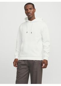Jack & Jones Kapuzensweatshirt JACK & JONES "JJEBRADLEY SWEAT HOOD NOOS", Herren, Gr. S, wei&szlig; (cloud dancer), angeraute Sweatware, Obermaterial: 61% Polyester, 39% Baumwolle, unifarben, relaxed fit normal, ohne Ausschnitt, Rippb&uuml;ndchen, Sweatshirts Kapuzensweatshirt, Materialmix, relaxed fit