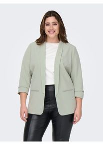 Kurzblazer Only CARMAKOMA "CARELLY 3/4 LIFE BLAZER WVN", Damen, Gr. 42, desert sage, Web, Obermaterial: 95% Polyester, 5% Elasthan, unifarben, regular fit, V-Ausschnitt, Blazer Kurzblazer