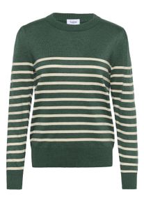 Strickpullover Saint Tropez "MilaSZ LS Striped", Damen, Gr. S, june braun rice stripe, Strick, Obermaterial: 80% Viskose, 20% Polyacryl, gestreift, regular fit normal, Rundhals, Pullover Strickpullover