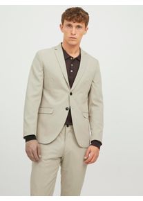 Jack & Jones Sakko JACK & JONES "JPRFRANCO Blazer mit 2-Knopf-Form und extra schmalem Schnitt", Herren, Gr. 56, beige (pure cashmere fit:super slim fit), Web, Obermaterial: 78% Polyester, 17% Viskose, 5% Elasthan, unifarben, slim fit, 1-Knopf-Manschette, Sakkos Sakko, unifarben, modisch, slim fit, Kunstfaser