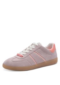 Plateausneaker Tamaris, Damen, Gr. 39, lila, rose, Lederimitat, Veloursleder, unifarben mit Farbeinsatz, Schuhe Plateausneaker, Freizeitschuh, Halbschuh, Schn&uuml;rschuh mit gepolstertem Schaftrand