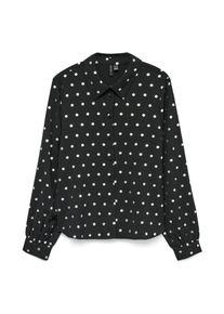 V&eacute;ro Moda Langarmbluse VERO MODA "VMCARLA FOIL L/S SHIRT WVN GA", Damen, Gr. M, schwarz aop:silber dot foil, Web, Obermaterial: 100% Polyester, bedruckt, regular fit normal, Blusen Langarmbluse