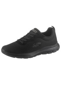 Sneaker Skechers "FLEX APPEAL 4.0 BRILLINAT VIEW", Damen, Gr. 41, schwarz, Lederimitat, Textil, Schuhe Sneaker, Freizeitschuh, Halbschuh, Schn&uuml;rschuh mit Air Cooled Memory Foam, Topseller