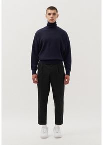 Strickpullover STUDIO SEIDENSTICKER "Studio", Herren, Gr. L, blau (navy), 100% Wolle, unifarben, oversize, ohne Ausschnitt, Pullover Strickpullover, Langarm Stehkragen Uni