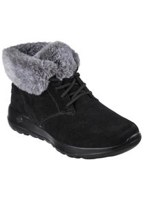 Winterboots Skechers "ON-THE-GO JOY - PLUSH DREAMS", Damen, Gr. 36, schwarz (schwarz, grau), Leder, Schuhe Winterboots, Winterschuh in bequemer Form