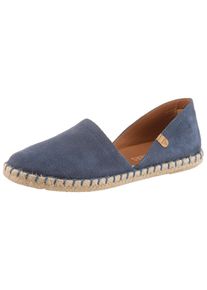 Espadrille VERBENAS "CARMEN SERRAJE", Damen, Gr. 42, blau (jeansblau), Veloursleder, Schuhe Espadrille, Schlupfschuh, Sommerschuh, Loafer mit typischem Jute-Rahmen