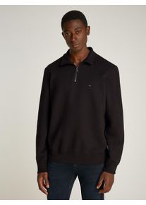 Sweatshirt Tommy Hilfiger "ESSENTIAL FLEECE 1/4 ZIP", Herren, Gr. S, schwarz, Sweatware, Obermaterial: 60% Baumwolle, 40% Polyester, Sweatshirts Sweatshirt, mit Stehkragen